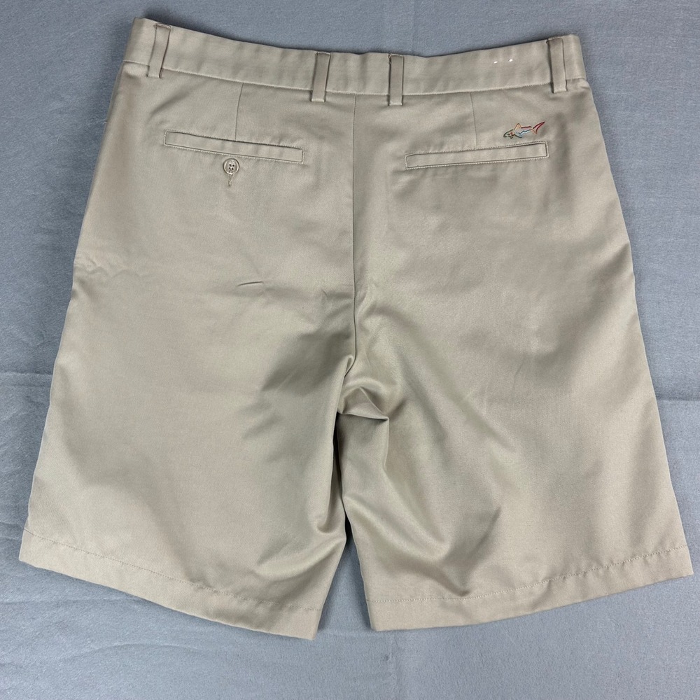 Greg Norman for Tasso Elba Golf Shorts Men 34 Tan Performance Flat Front Khaki - Picture 9 of 10